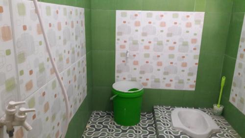 沙璜AAL Homestay的绿色浴室设有卫生间和水槽