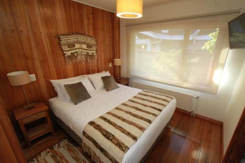 巴拉斯港Patagonia Route B&B的一间卧室设有一张大床和窗户