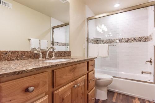 马姆莫斯湖Snowcreek 598的浴室配有盥洗盆、卫生间和浴缸。