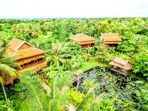 马德望梅森韩寺酒店的丛林中度假村的空中景观