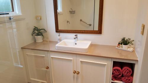 EvandaleArendon Cottage的一间带水槽和镜子的浴室