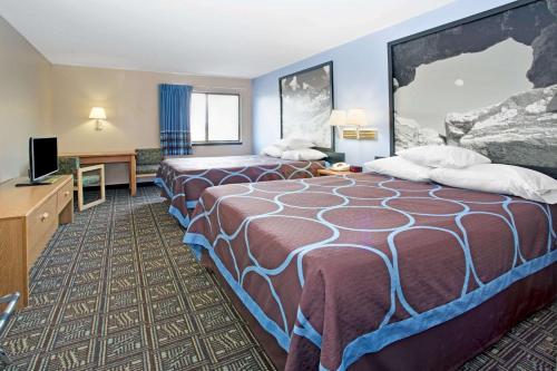 柯林斯堡柯林斯堡速8酒店的酒店客房设有两张床和一台平面电视。