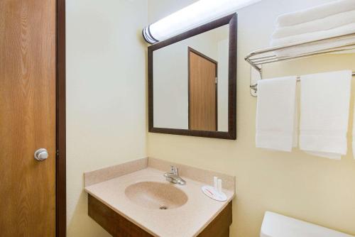 Ripley里普利速8酒店的一间带水槽和镜子的浴室