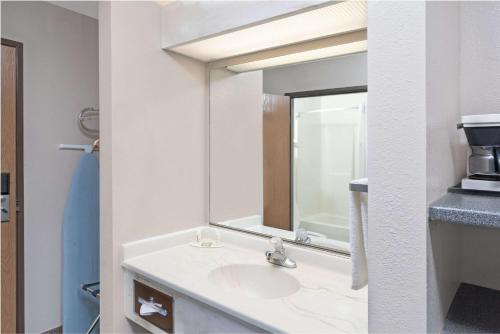 埃尔克格罗夫村速8奥黑尔埃尔克格罗夫酒店的一间带水槽和镜子的浴室