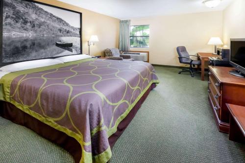 派恩布拉夫派恩布拉夫速8酒店的酒店客房设有一张大床和一张书桌。