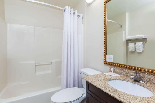 坎普维德坎普维德戴斯酒店的一间带水槽、卫生间和淋浴的浴室