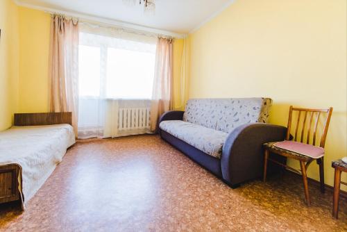 赤塔Dekabrist Apartment at leningradskaya 24的带沙发和窗户的客厅