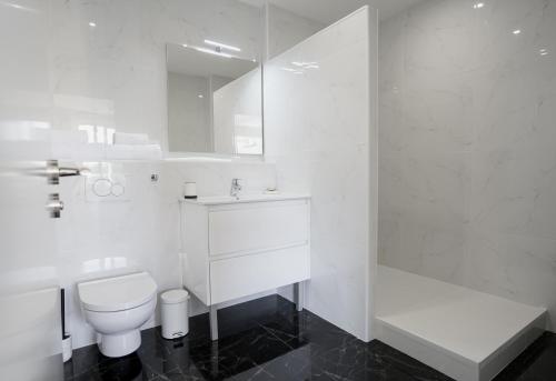 巴约讷Parc 709 Bayonne的白色的浴室设有卫生间和水槽。