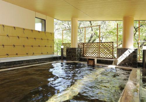 那须盐原市Itoen Hotel Shiobara的大型客房,地板上设有水池