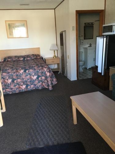 EstevanWinkys Motel的配有一张床和一台平面电视的酒店客房