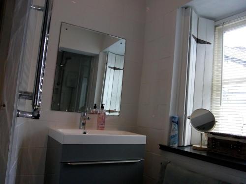 里辛Castle Street Cottage的浴室设有白色水槽和镜子