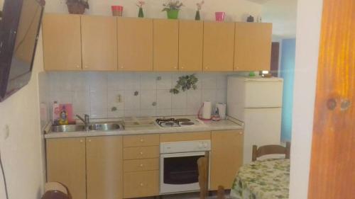 德雷斯Apartment Aralo - Veraja的一间带水槽和冰箱的小厨房