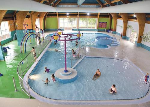 新米尔顿New Forest Lodges Bashley Park的一群人在室内游泳池里