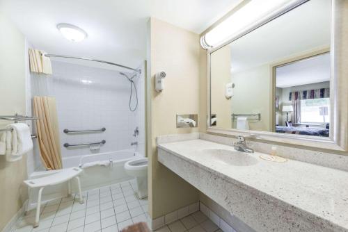 列克星敦列克星敦南戴斯酒店的一间带水槽、卫生间和镜子的浴室