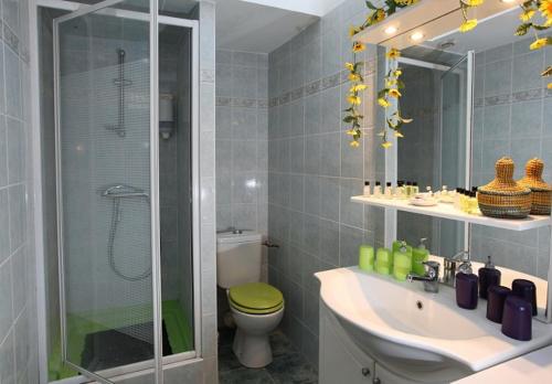DormansLa Pousada的浴室配有卫生间、盥洗盆和淋浴。