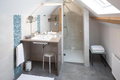 SterrebeekBarbara's Bed & Breakfast的一间带水槽和淋浴的浴室