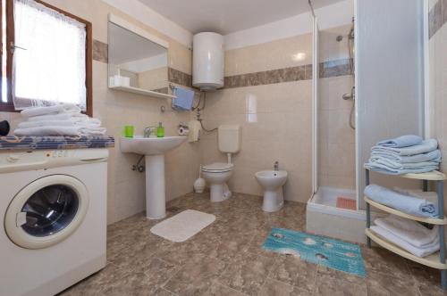 巴莱Guest House Robert i Mirna的一间带洗衣机和卫生间的浴室