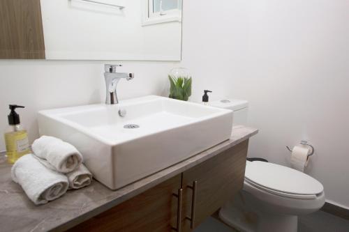 梅里达Modern House Surrounded By Nature的浴室配有白色水槽和卫生间。