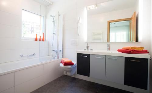 洛伊克巴德C21高尔夫公寓的浴室配有盥洗池、卫生间和镜子。