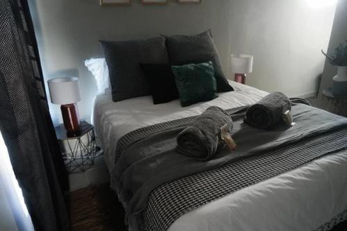 波切夫斯特鲁姆25 on Pretorius的一间卧室,床上放着两只动物