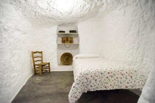 塞内斯德拉韦加拉库埃瓦德拉亚布拉乡村民宿的白色的客房配有一张床和椅子