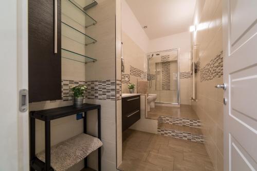 佛罗伦萨杜尔卢克公寓的一间带水槽、卫生间和镜子的浴室