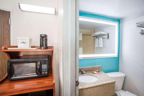 温特黑文温特海文豪生酒店的一间配有微波炉和水槽的小浴室