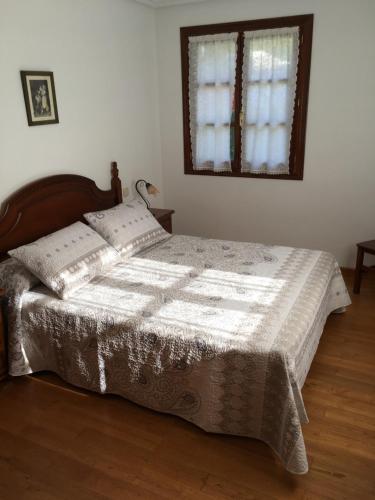 苏加拉穆尔迪Bizentenea的一间卧室配有一张床铺,床上有毯子