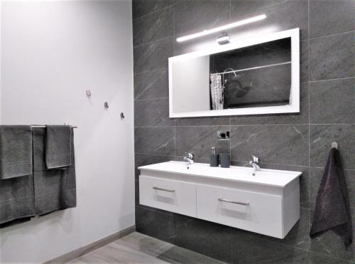 圣克鲁斯-德特内里费Apartamentos Ainara的浴室设有白色水槽和镜子