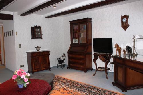 韦尼格罗德普本斯图伯钦公寓的客厅配有家具和电视。