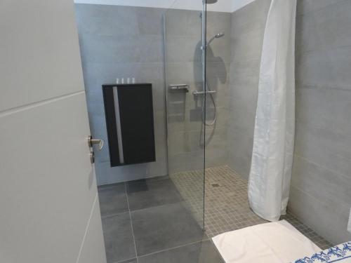 比亚里茨Maison Basque的浴室里设有玻璃门淋浴