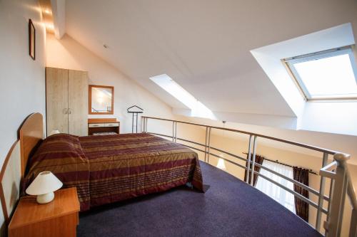 希奥利艾希奥利狩猎边缘酒店的阁楼卧室配有床和天窗