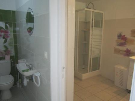 法兰西堡Mary Madinina的浴室配有卫生间、淋浴和盥洗盆。