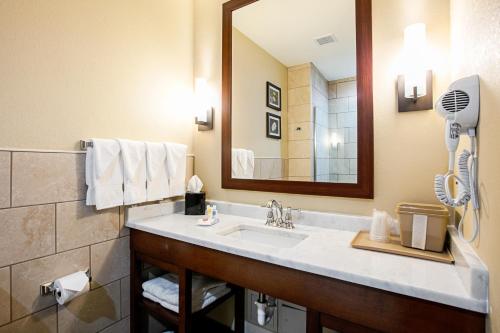 菲什基尔Comfort Suites Fishkill near Interstate 84的一间带水槽和镜子的浴室