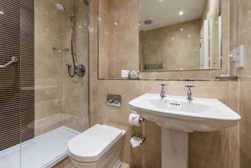 福尔柯克麦克唐纳德伊奇拉度假酒店&SPA的一间带水槽、卫生间和淋浴的浴室