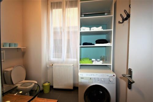 贝尔福Escale meublée的客房内的厨房配有洗衣机
