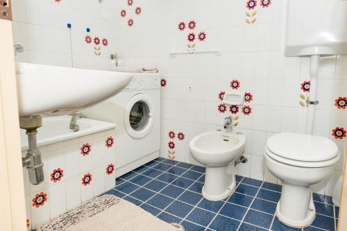 多马索Casa Posta 3的浴室配有卫生间、盥洗盆和洗衣机。
