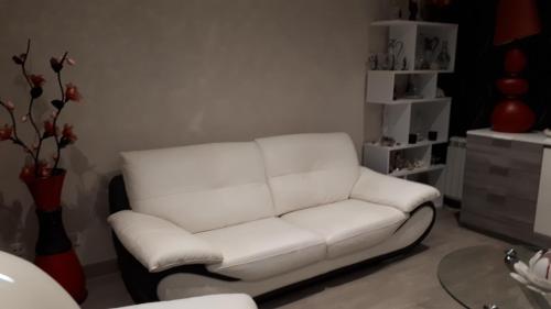 多勒25 Rue Raymond Braillard的客厅配有一张白色沙发,配有一张桌子