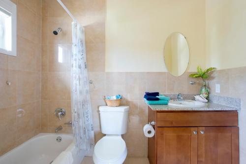 South Palmetto PointSir Charles Guest House的带浴缸、卫生间和盥洗盆的浴室