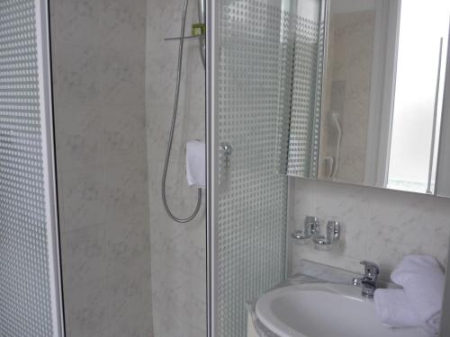 尼斯维克托瑞娜别墅家庭酒店的带淋浴和盥洗盆的浴室