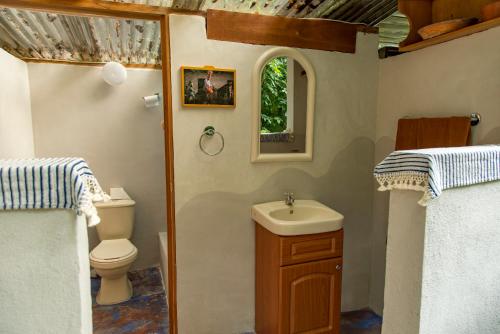 埃尔莱马特Hotel Mon Ami的一间带卫生间和水槽的小浴室