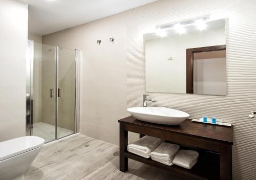 蒙特弗里奥Nuevo Monteftur的一间带水槽、卫生间和镜子的浴室