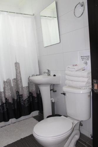 康塞普西翁Hotel Maquehue的浴室配有白色卫生间和盥洗盆。