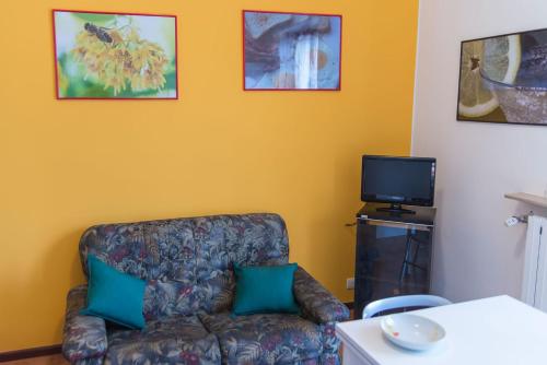 亚历山德里亚Luminoso bilocale的带沙发和电视的客厅
