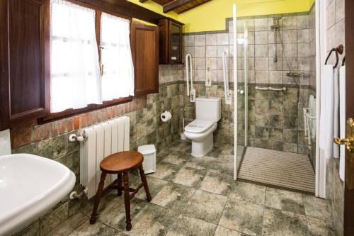 潘多尔雷斯La Vega de Pendueles的浴室配有卫生间、淋浴和盥洗盆。