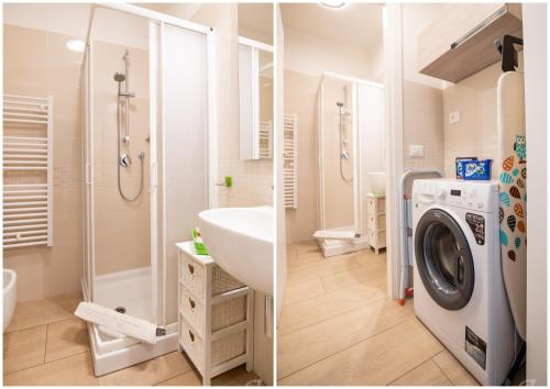 斯培西亚伊尔尼多迪加姆布拉公寓的一间带洗衣机和洗衣机的浴室