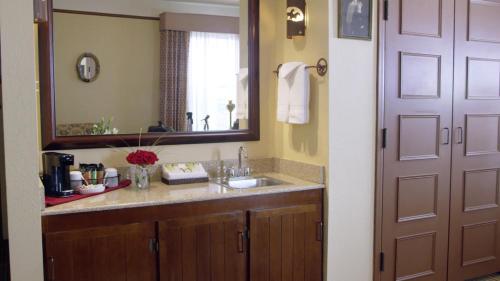 夏延历史平原酒店的一间带水槽和镜子的浴室