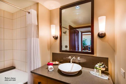 卡波雷Beach Villas at Ko Olina 5th floor Ocean View的一间带水槽和淋浴的浴室