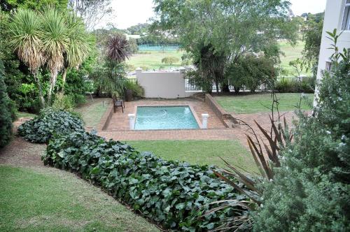 贝尔维尔Bell Rosen Guest House的后院,设有游泳池和一些植物