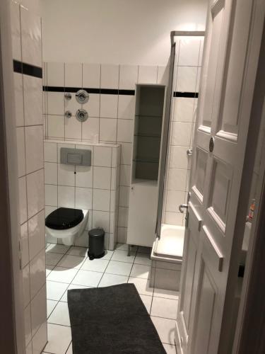 柏林City-Apartment Zille的一间带卫生间和水槽的小浴室